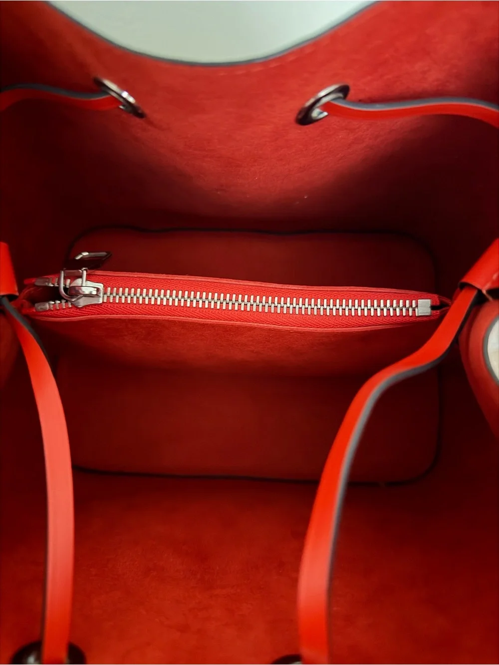 Louis Vuitton Pink Bucket Shoulder Bag with Red Trim